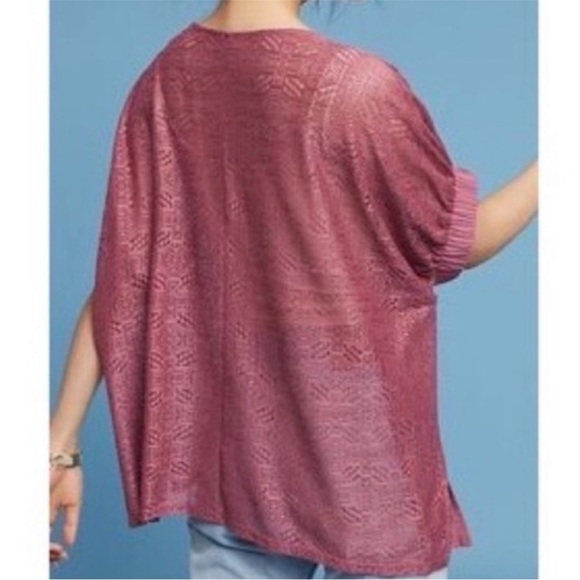 Anthropologie Akemi + Kin Oversized Sheer Lace Dolman Sleeve Top Mauve XS/S - Picture 3 of 10